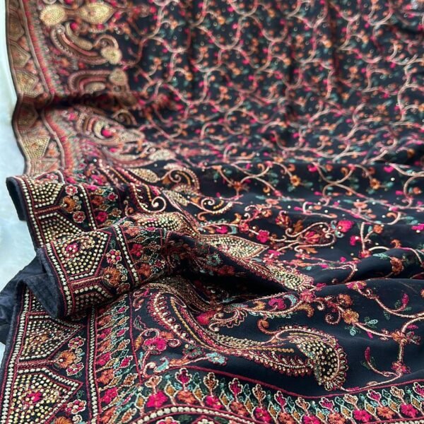 Partywear Sarees Cocktail Sarees Chiffon Georgette Full Embroidered Saree, Indian traditional ethnic women clothing