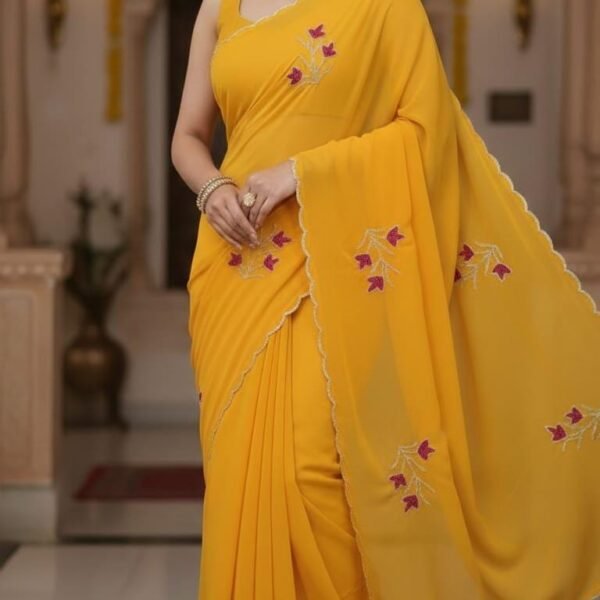 Floral Chiffon Saree with Sitara Embellishments