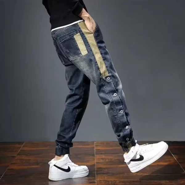 Mens Jeans Button Up Premium Denim Streetwear Fashioned Cuffed Ankle Pants