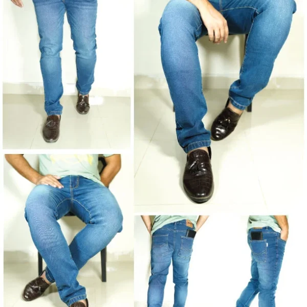 Mens Slim Fit Jeans Relaxed Casual Elegant Skinny Stretch Dark Blue Denim Pants