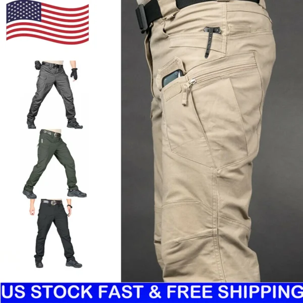 Mens Cargo Pants Tactical Waterproof Work Pants Outdoor Hiking Combat Trousers