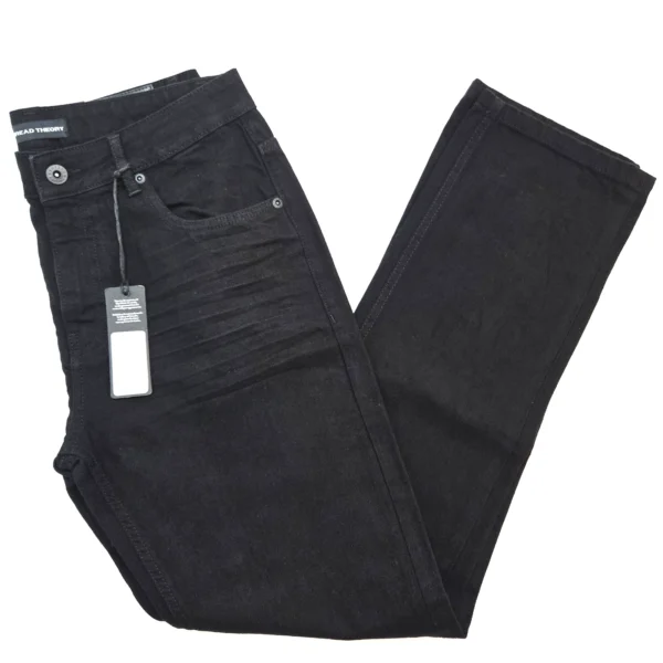 Thread Theory Men's Jeans Stretch Straight Fit Jet Black Classic Solid Denim