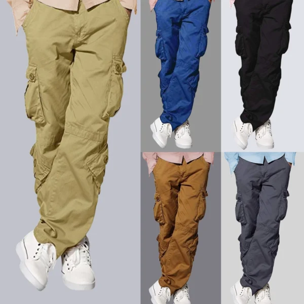 Men Army Combat Tactical Pants 100% Cotton Hiking Multi-Pocket Cargo Trousers