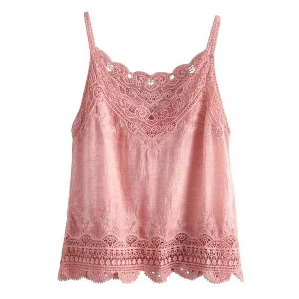 Women Lace Floral Vest Tank Top Camisole Hollow Crochet Cotton Shirt Ethnic