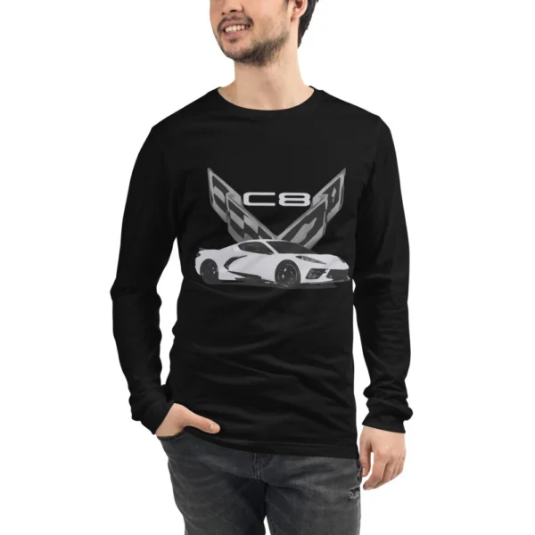 Ceramic White vette C8 Unisex Long Sleeve Tee Shirt