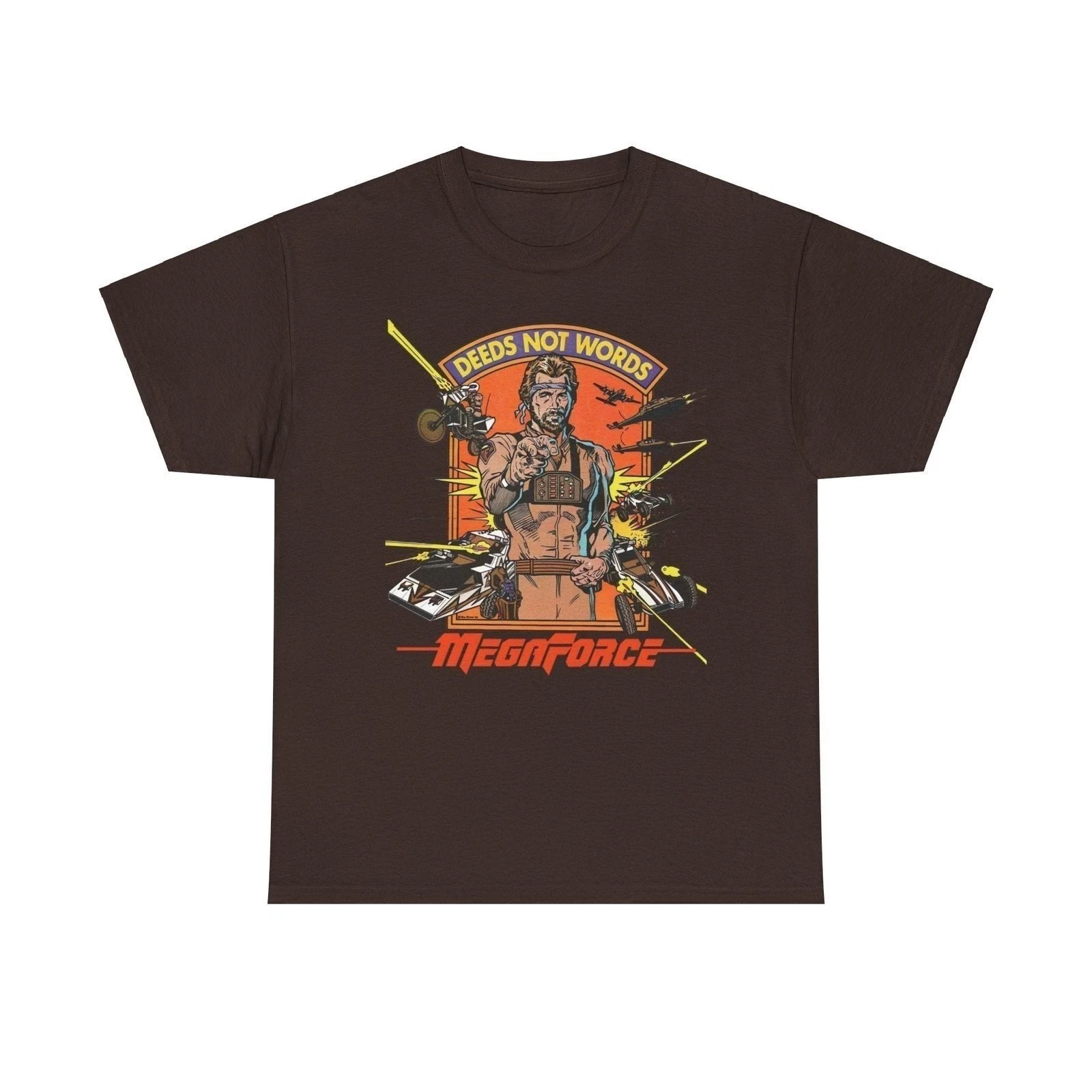 Megaforce Deeds Not Words 1982 Movie T-shirt