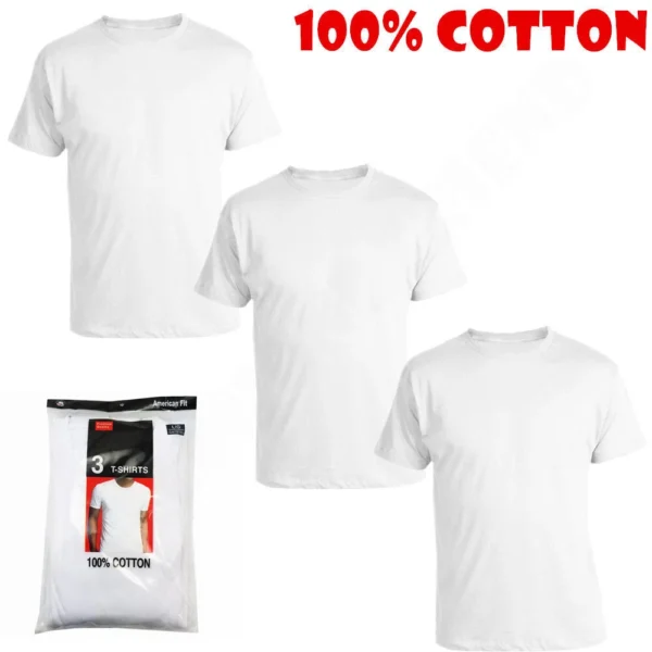 Men's Crew-neck T-Shirt, White /Black 6 Pack
