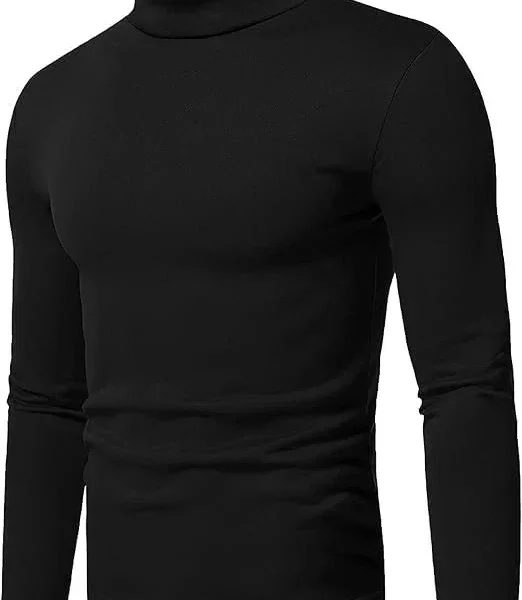 Mens Turtleneck Long Sleeve Shirt - Winter Pullover Sweater for Men