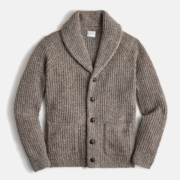 NWT J Crew Rugged Merino Wool Heavyweight Cowl Neck Shawl Cardigan Sweater Beige