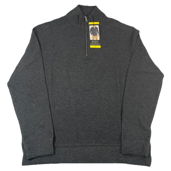 Banana Republic Waffle 1/4 Zip Pullover Shirt, Sweater, Black, Men's Small, NEW