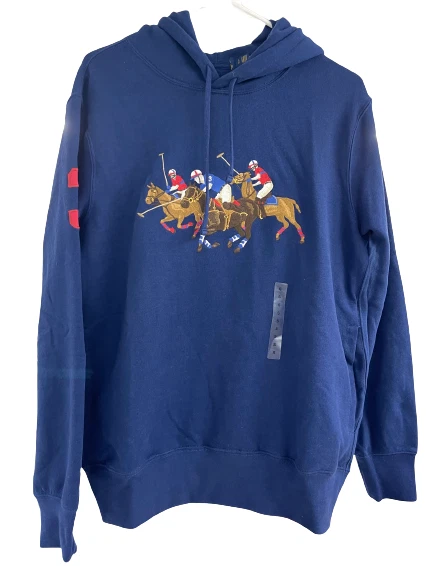 Polo Ralph Lauren Equestrian Triple Pony Hoodie Men's Navy B&T