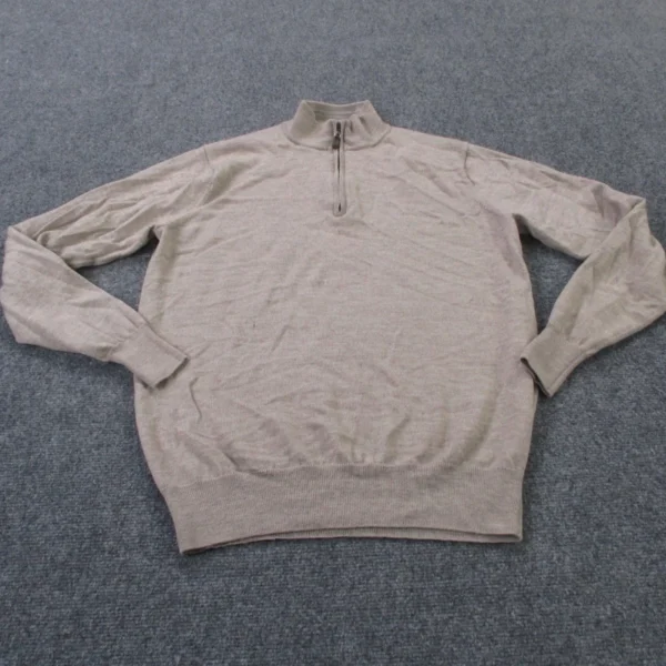 Peter Millar Sweater Men M Beige Merino Wool Pullover Golf Preppy Stretch Sport