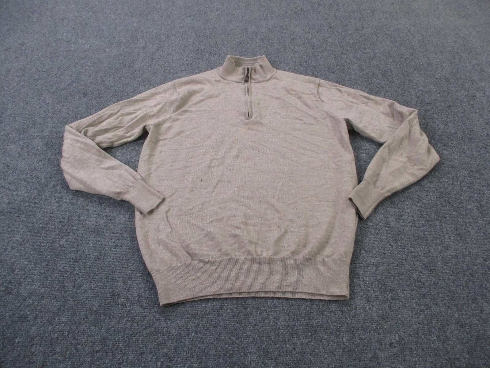 Peter Millar Sweater Men M Beige Merino Wool Pullover Golf Preppy Stretch Sport