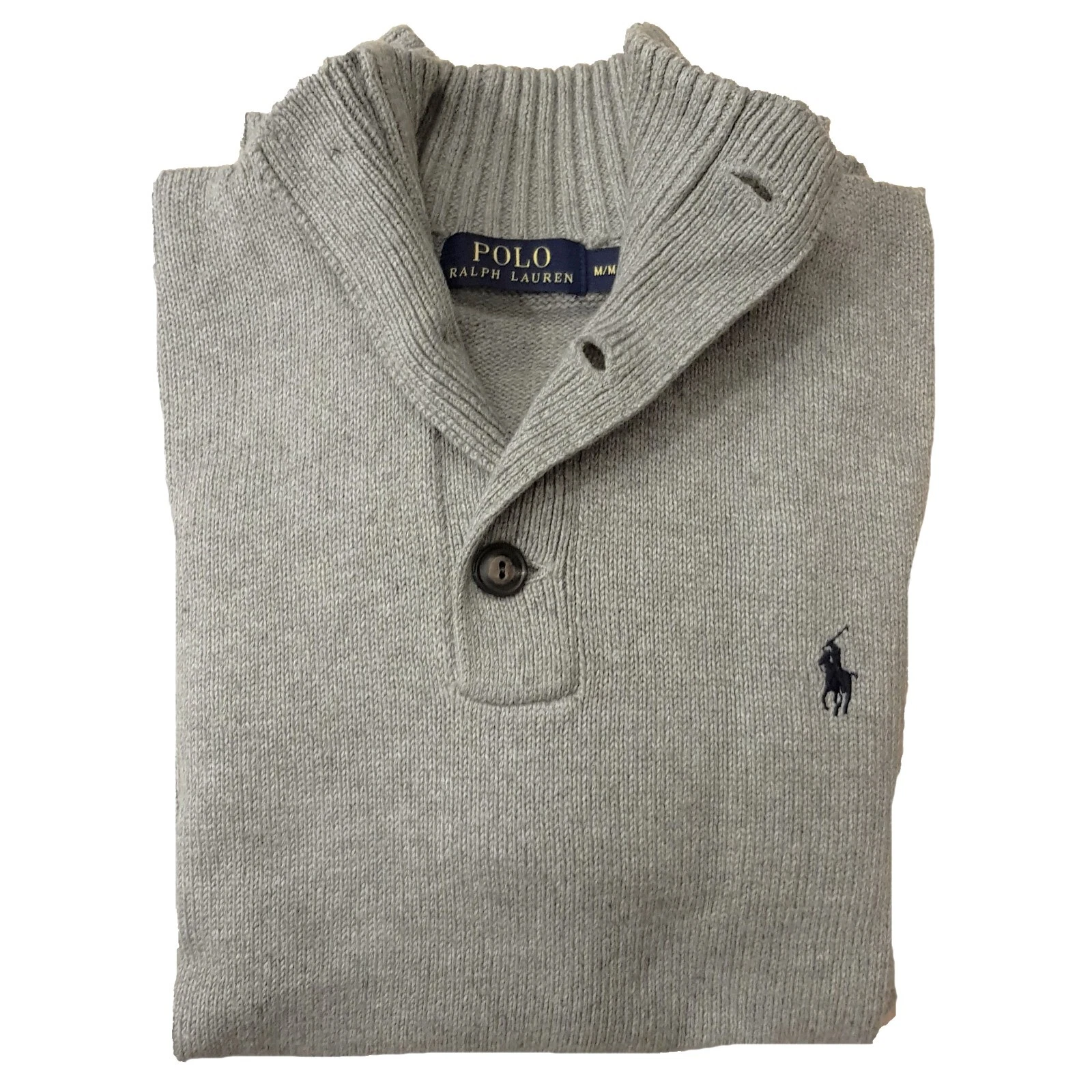 *NEW - POLO RALPH LAUREN MENS CLASSIC 3 BUTTON COTTON SWEATER - GRAY : S - XL